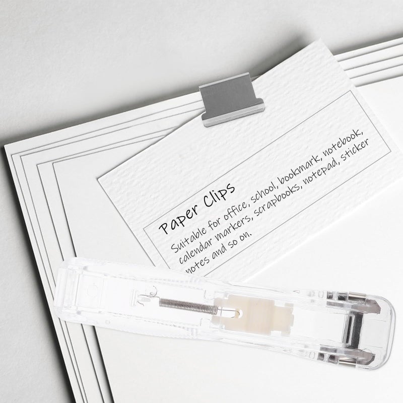Reusable Stapler Push Clip Desktop Paper Clip Dispenser For Office Document Binding White - Image 5