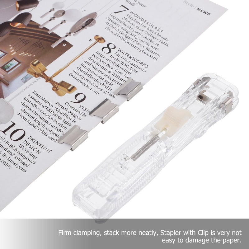Reusable Stapler Push Clip Desktop Paper Clip Dispenser For Office Document Binding White - Image 4