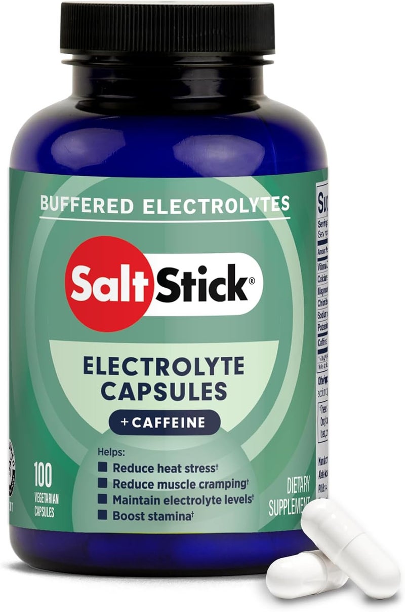 SaltStick Electrolytes with Caffeine  Salt Pills and Electrolytes for Running Hydration Leg Cramps Relief Sports Recovery Hiking Essentials  Salt Magnesium Potassium Vitamin D3  100 Count - Image 1