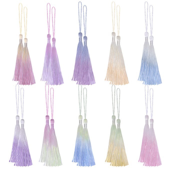 20PCS MINI TASSELS 5INCH SILKY HANDMADE SOFT TASSELS WITH CORD LOOP FOR BOOKMARKS CRAFTS AND JEWELRY MAKING DIY CRAFT 10 COLORS