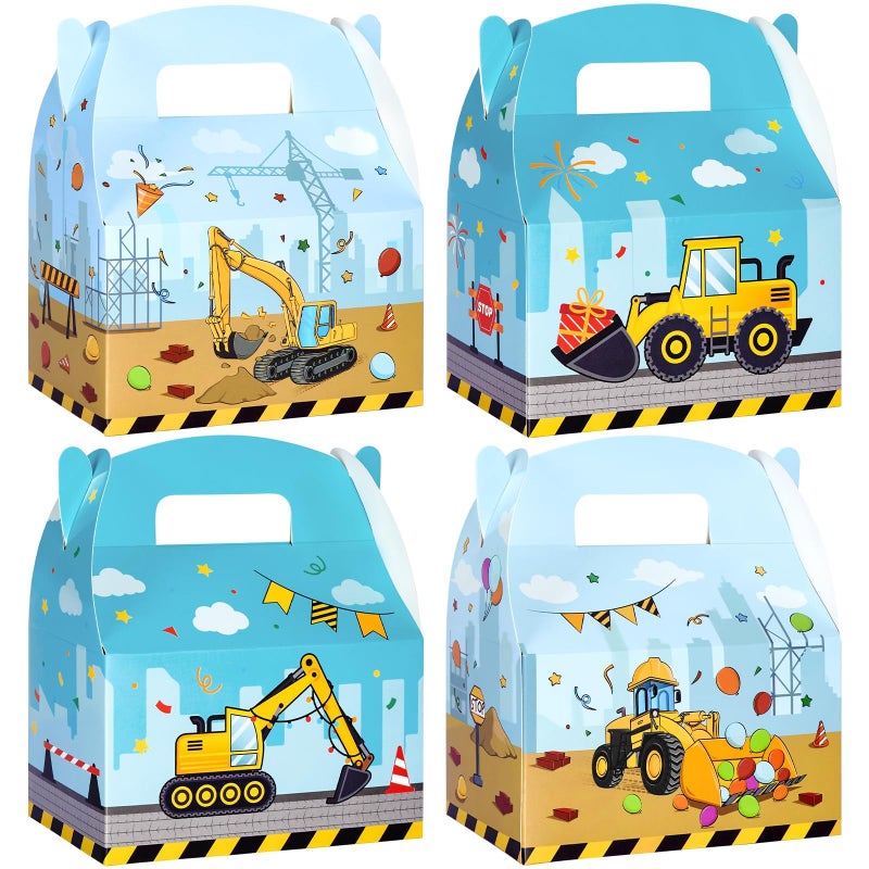 WERNNSAI 12 Pack Construction Party Boxes - Construction Birthday Supplies Truck Gifts Box for Kids Yellow Blue Truck Candy Bags Tractor Party Favor for Boys Holiday Baby Shower Decor - Image 1
