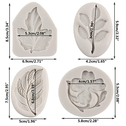 Sijiangmold Baroque Fondant Mold Baroque Leaf Fondant Molds Maple Leaf Candy Molds For Cake Decorating Cupcake Topper Chocolate Candy Polymer Clay Gum Paste Set Of 4 - Image 2