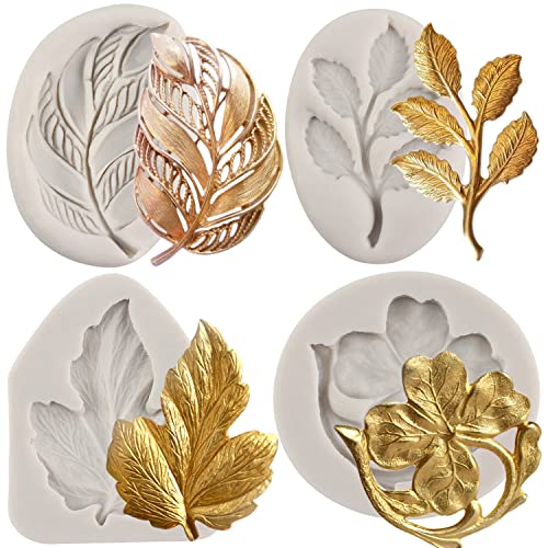 Sijiangmold Baroque Fondant Mold Baroque Leaf Fondant Molds Maple Leaf Candy Molds For Cake Decorating Cupcake Topper Chocolate Candy Polymer Clay Gum Paste Set Of 4 - Image 1