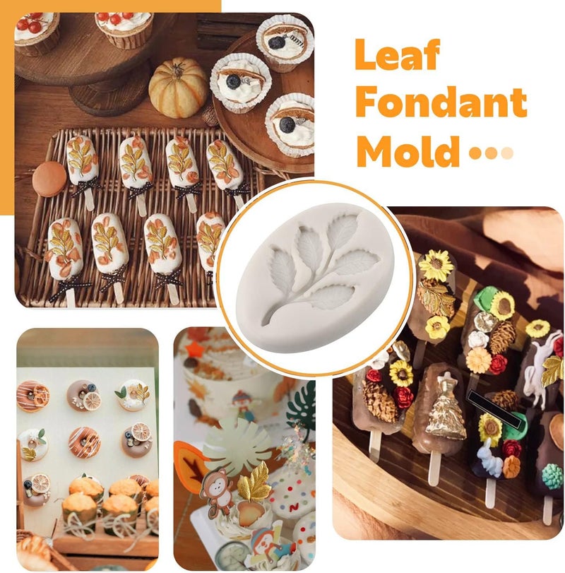 Sijiangmold Baroque Fondant Mold Baroque Leaf Fondant Molds Maple Leaf Candy Molds For Cake Decorating Cupcake Topper Chocolate Candy Polymer Clay Gum Paste Set Of 4 - Image 4