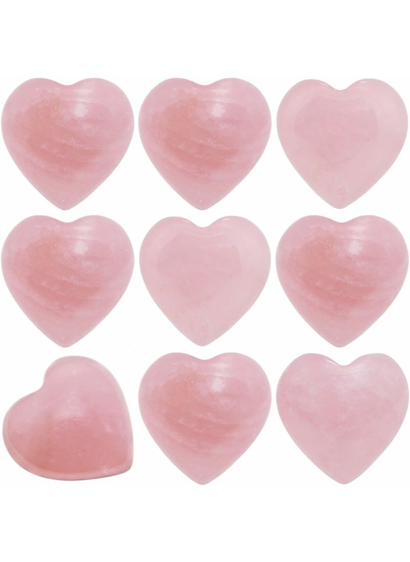 SUNYIK SUNYIK Natural Rose Quartz Pocket Mini Puff Heart Worry Healing Palm Stone Pack of 10(0.5") 