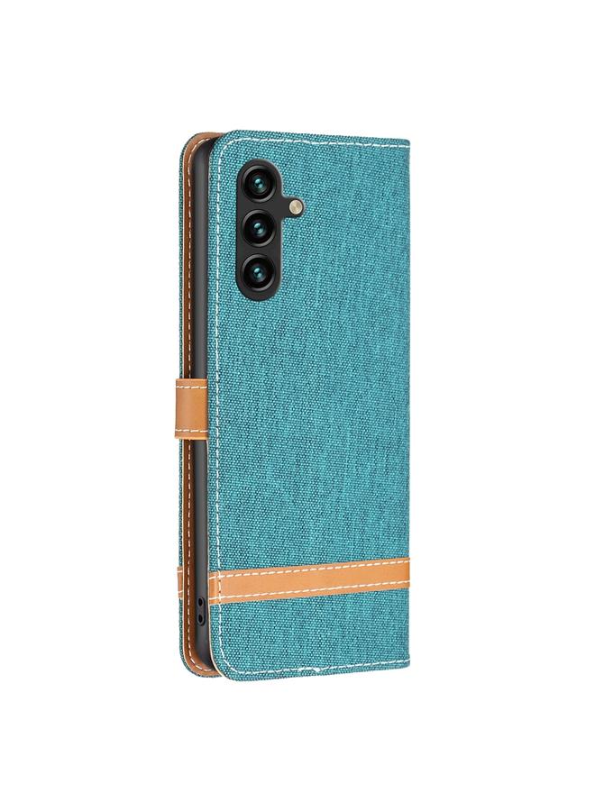 S-TOP Case For Samsung Galaxy A55 Color Block Denim Texture Leather Phone Case - Image 3