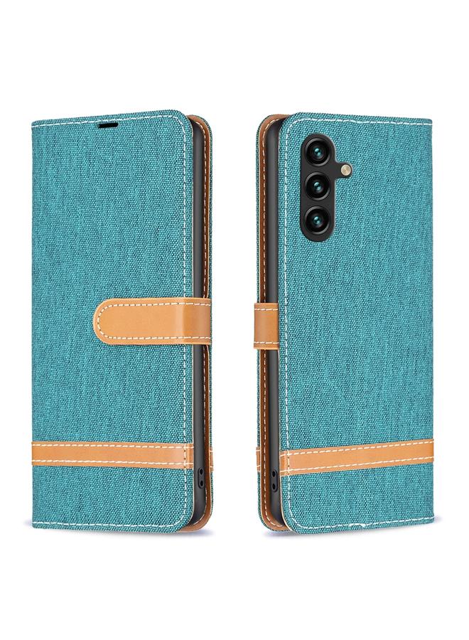 S-TOP Case For Samsung Galaxy A55 Color Block Denim Texture Leather Phone Case - Image 1