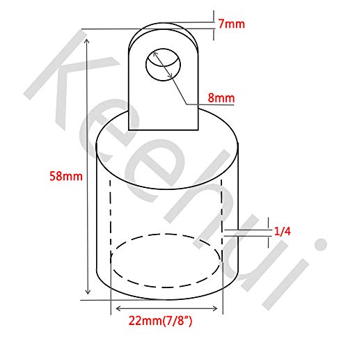 keehui Pair 316SS Heavy Duty7/8 ID Bimini Top Cap External Eye End Boat Fittings Marine Hardware, Fits 7/8" OD Round Tube - Image 2