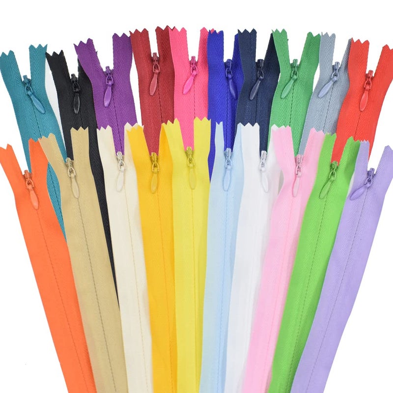 SHRJ 40Pcs Nylon Invisible Sewing Zippers for DIY Handmade Garment Bags Home Textile Tailor Sewing Craft Sewer Crafters Special 20 Color 30cm12inch