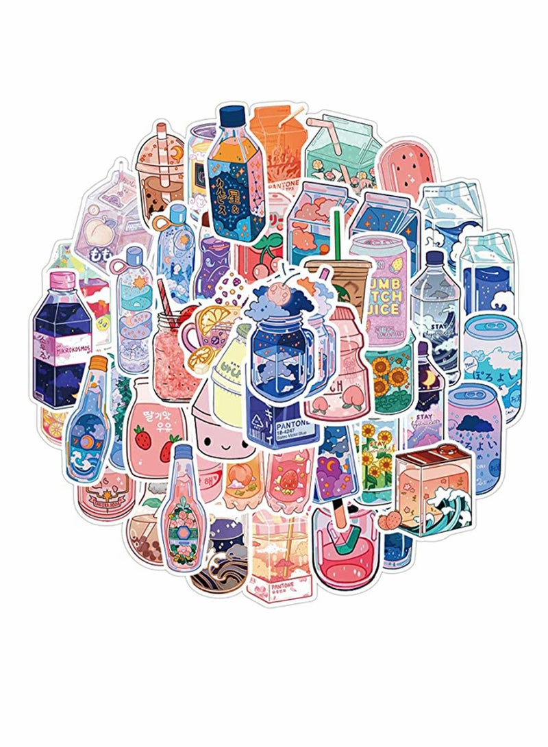 KASTWAVE Cartoon Stickers,   Food Stickers for Water Bottles, 50 Pcs Waterproof Vinyl Sticker - Image 1