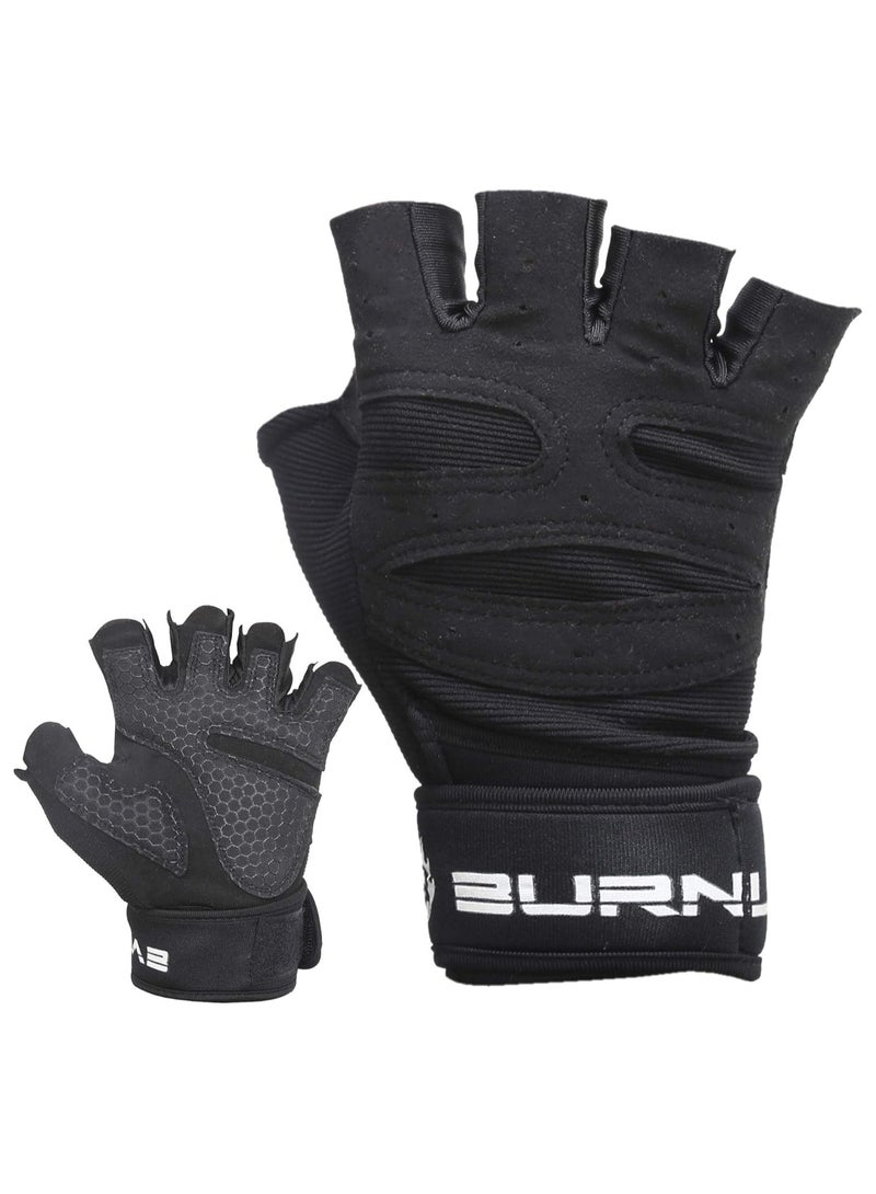 Burnlab Basic Gym Gloves with Wrist Support (Black , Medium) - Image 4