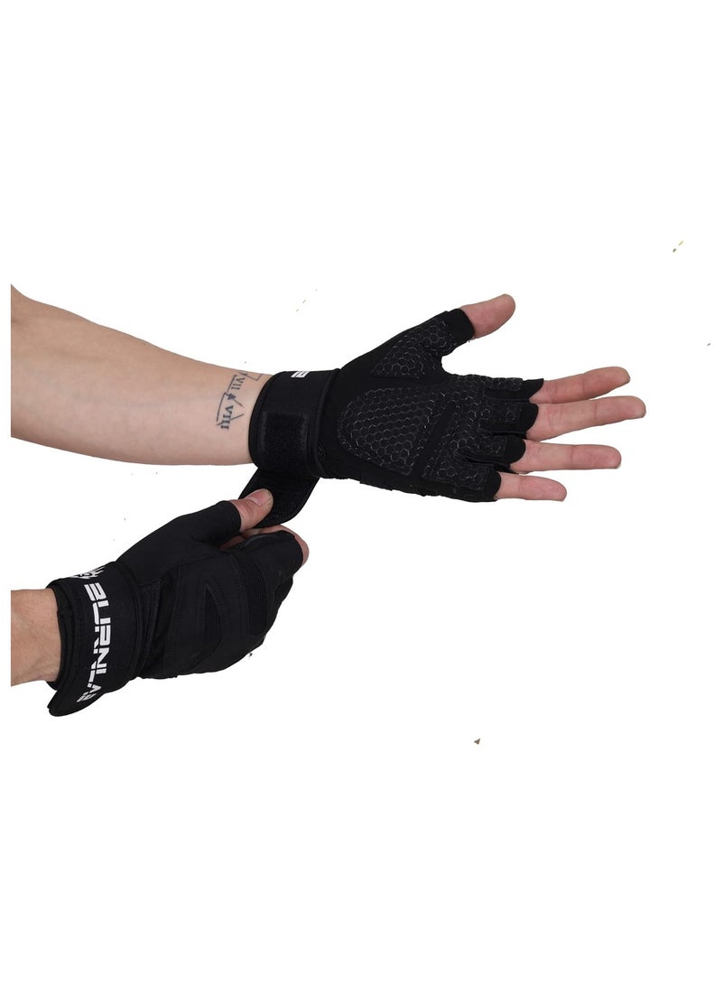 Burnlab Basic Gym Gloves with Wrist Support (Black , Medium) - Image 5
