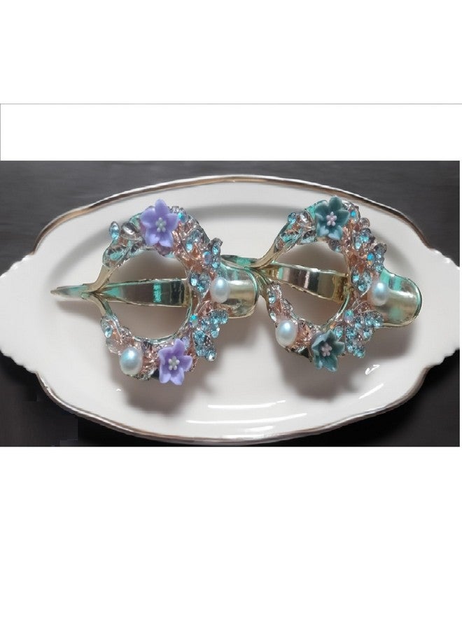 SUN Ring SUNRING Korean Style Hair Back Clips Pearl Claw Clips, Decorative Hair Accessories Rhinestone hair claw for Girls Women (Pack of 2, Multicolor) - Image 2