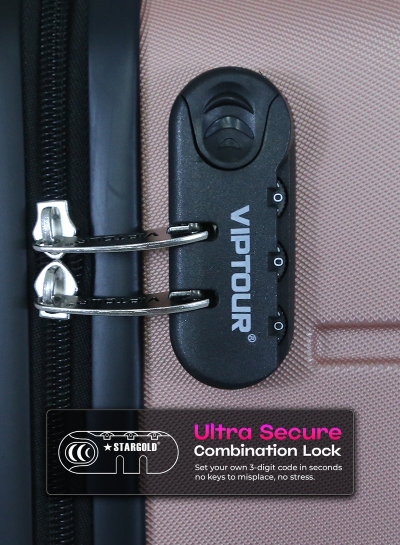 VIPTOUR Luggage Set 3Pcs ABS Trolley Bag Set With Number Lockable System - Image 3