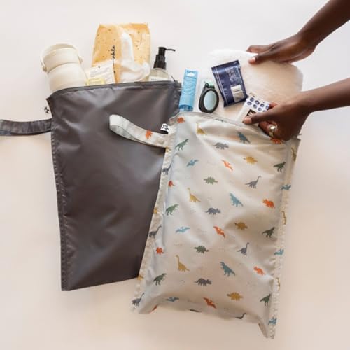 Tiny Twinkle Mess Proof Wet Bags 2Pack Reusable Waterproof Wet Bags for Swimsuits Baby Clothes Travel Diaper Bag Dinosaur - Image 3