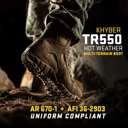 Belleville Khyber TR550 8" Combat Boots for Men - Lightweight, Hot Weather, Multi-Terrain Military Boots - Army OCP ACU - Coyote Brown Leather & Nylon with Vibram Traction Outsole - 11.5 - Image 2