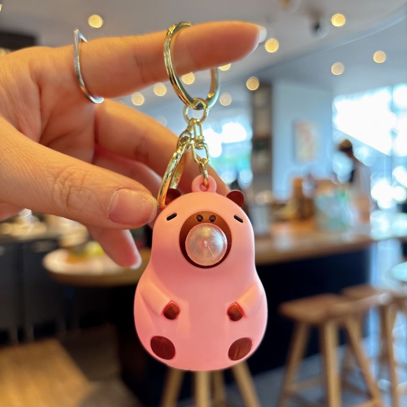 Cute Bubble-Blowing Capybara Keychain Stress Relief Toy Gift Car Keychain - Image 5