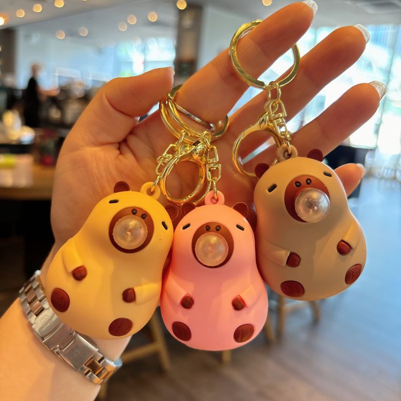 Cute Bubble-Blowing Capybara Keychain Stress Relief Toy Gift Car Keychain - Image 4