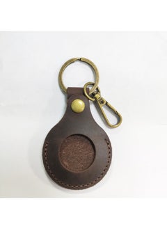 Spot For Apple AirTag Leather Case Airtags Cowhide Protective Case Airtags Locator Keychain-Color:Brown-Applicable Model:AirTag