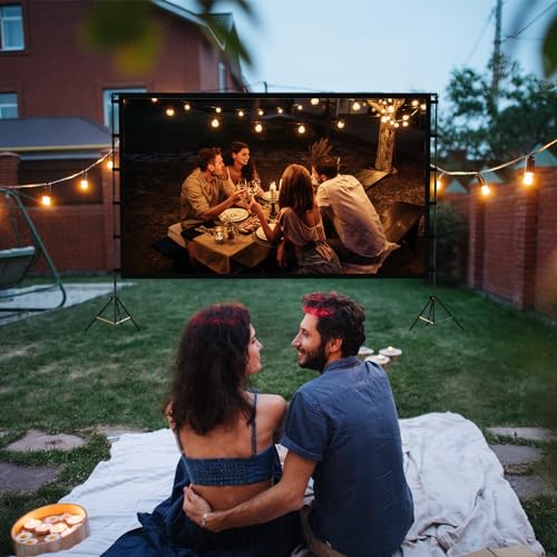 Vamvo 120 Inch Projector Screen with Stand, 16:9 4K HD Portable Projector Screen, Indoor Outdoor Front/Rear with Carry Bag for Home Theater Backyard Camping Movie Night - Image 2