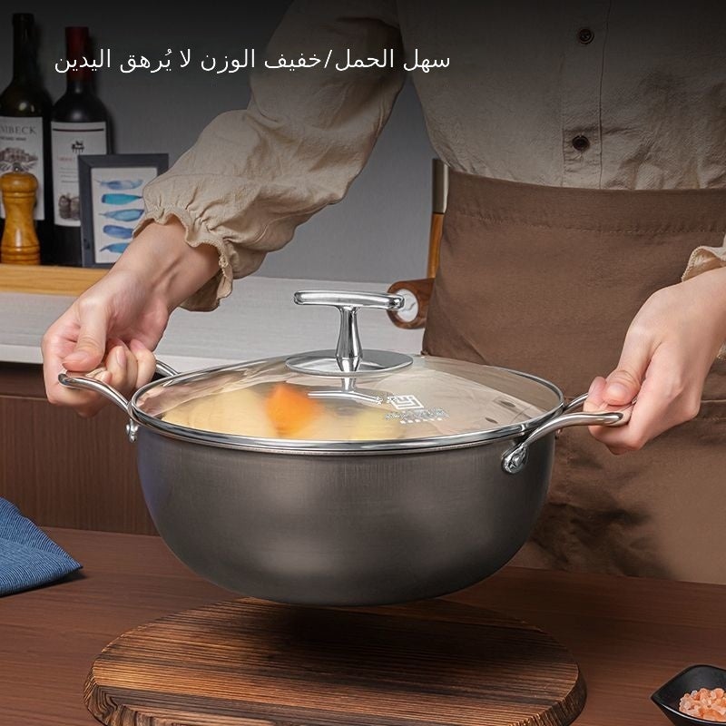 Luji Pure Titanium Forged Mirror Finish Stock Pot – 26cm/28cm, No Coating, Flat Bottom, for Gas  Stove - Image 4