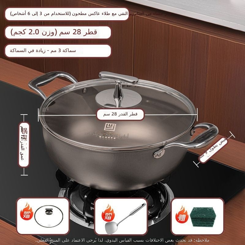 Luji Pure Titanium Forged Mirror Finish Stock Pot – 26cm/28cm, No Coating, Flat Bottom, for Gas  Stove - Image 1