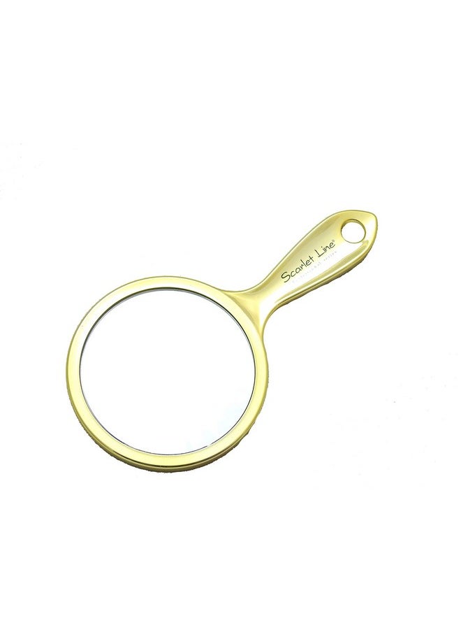 Scarlet Line Scarlet Line Professional Series Small Size Round Double Sided Magnifying Makeup Purse Mirror With Handle For Men & Women, Gold Color 