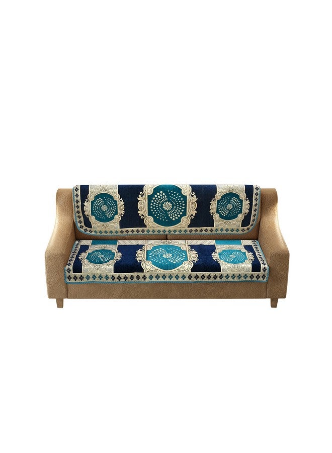Jayvaam Sawna Homes Chenille Sofa Cover Set 5 Seater Living Room - 3 Seater & 2 Seater Sofa Slip Covers Home - Premium Furniture Protector Panels Sofa Couch Office, 10 Piece, Navy Sky - Image 1