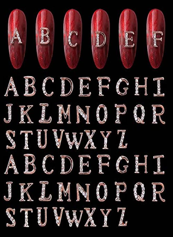 WOKOTO 52 قطعة سحرية أظافر ذهبية وردية للحروف لأظافر فن أظافر حروف ثلاثية الأبعاد لأظافر بريق سحرية ثلاثية الأبعاد لأظافر سحرية للأظافر الأكريليكية حروف - Image 1