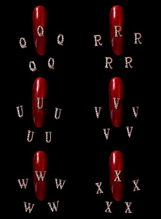 WOKOTO 52 قطعة سحرية أظافر ذهبية وردية للحروف لأظافر فن أظافر حروف ثلاثية الأبعاد لأظافر بريق سحرية ثلاثية الأبعاد لأظافر سحرية للأظافر الأكريليكية حروف - Image 5
