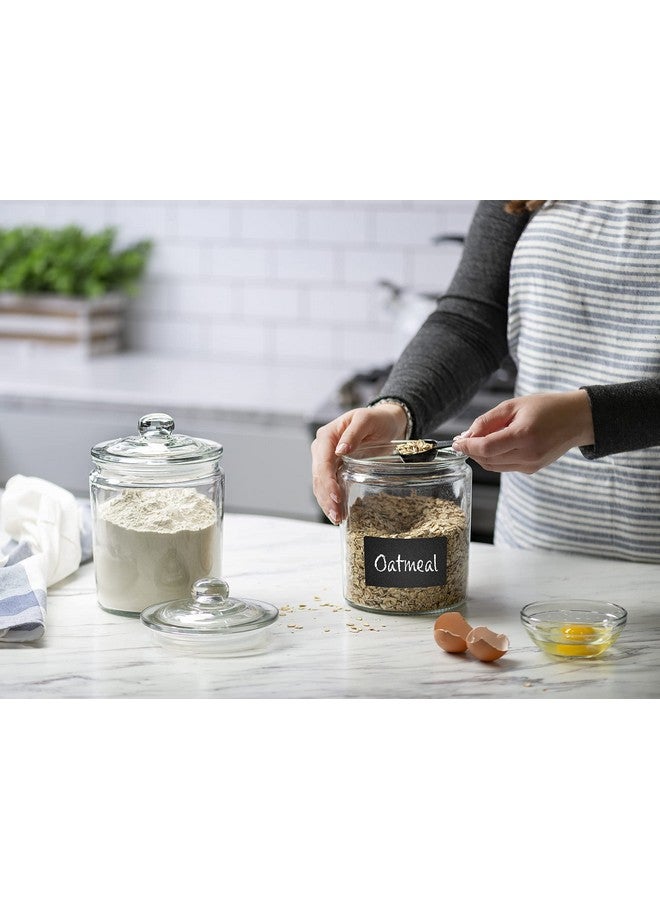 Le'raze Glass Canister Set for Kitchen Counter + Labels & Marker - Set of 2 - Glass Cookie Jars with Airtight Lids - Food Storage Containers with Lids Airtight for Pantry - Flour, Sugar, Coffee, Cookies, etc. - Image 3