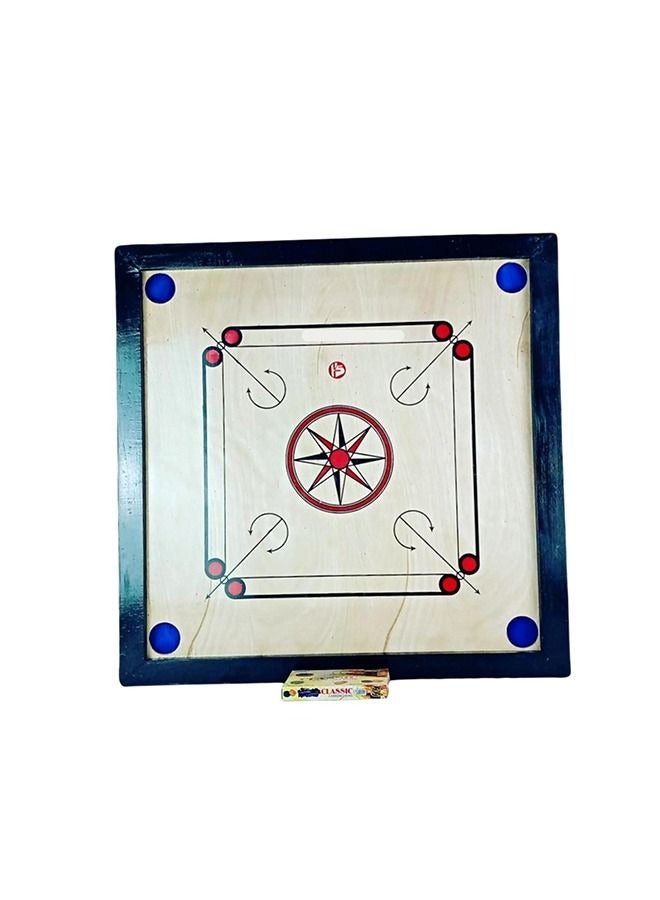 لوح كيرم خشبي كلاسيكي متين ومحمول مع عملات بلاستيكية - Image 2