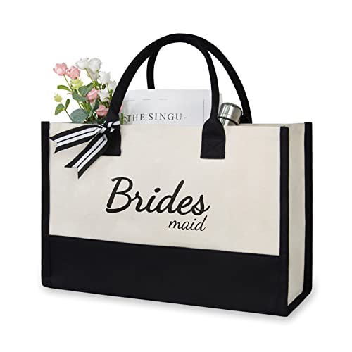 TOPDesign Canvas Tote Bag for Bridesmaid, Wedding Gifts for Maid of Honor, Matron of Honor, Team Bride, Personalized Bridal Shower Bachelorette Party Engagement Present - Image 1
