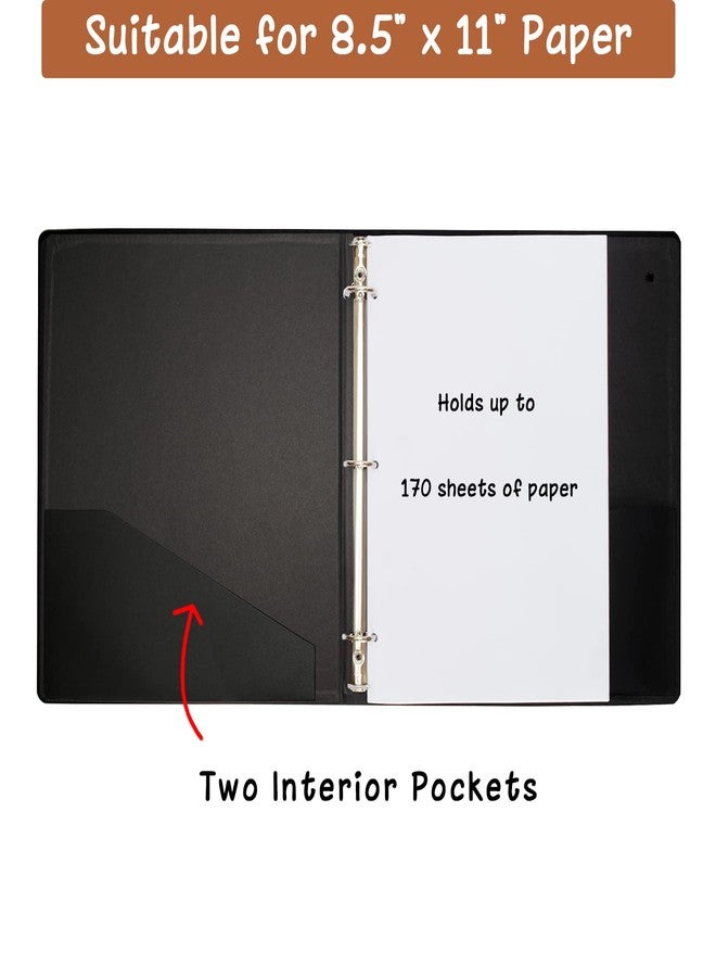 Cherrich 3 Ring Binder 1 Inch for 8.5" x 11" Paper, Planner Binder with Linen Hardcover and 2 Interior Pockets Paper for Organization of School, Business and Home - Image 2