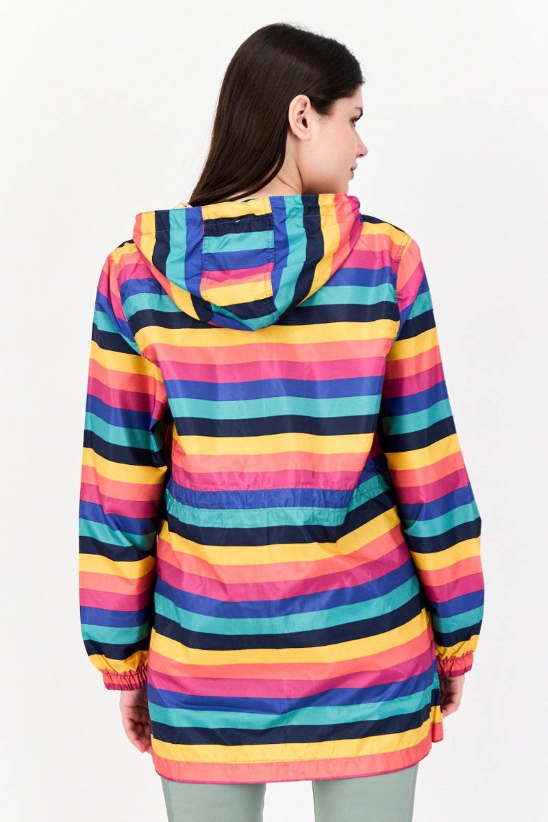BRAVE SOUL Women Stripe Rain Coat Jacket, Multicolor  - Image 3
