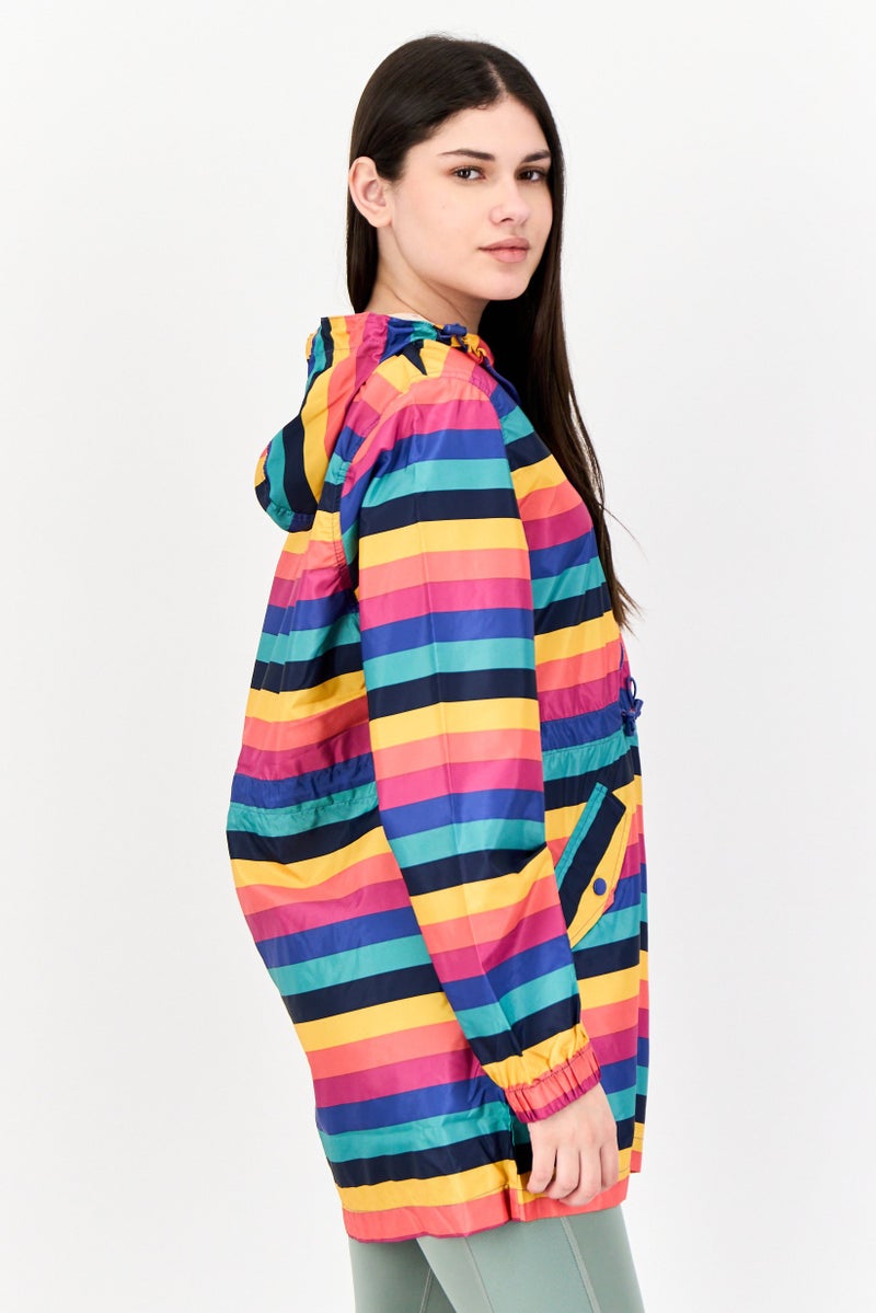 BRAVE SOUL Women Stripe Rain Coat Jacket, Multicolor  - Image 2