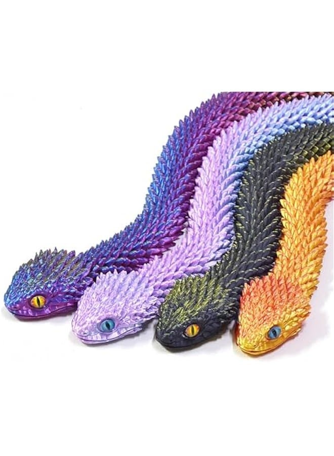 3D Printed Snake Toys, 3D Printed Viper, 3D Printed Articulated Flexible Fidget Toy, 3D Printed Animals Exquisite Cute Pet Toy Adults Fidget Toys, Home Office Executive Desk Decor (Green Blue) - Image 2