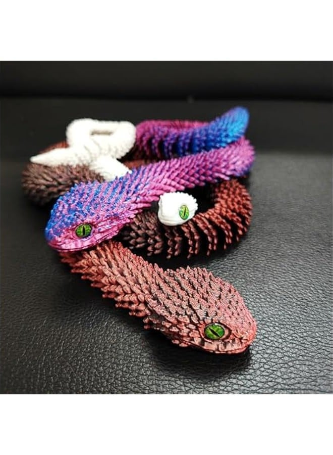 3D Printed Snake Toys, 3D Printed Viper, 3D Printed Articulated Flexible Fidget Toy, 3D Printed Animals Exquisite Cute Pet Toy Adults Fidget Toys, Home Office Executive Desk Decor (Green Blue) - Image 3