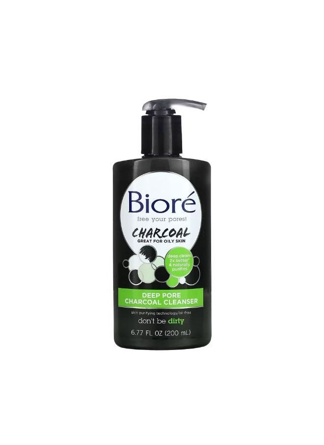 Biore Deep Pore Charcoal Cleanser 6.77 fl oz 200 ml  - Image 1
