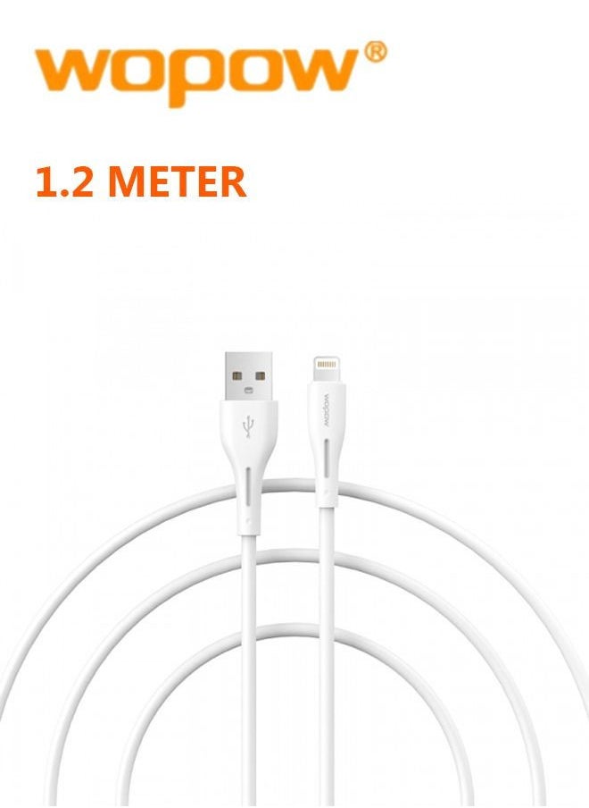 Wopow - Wopow TP01 Lightning Data Cable 1.2 Meter Length For Apple iPhone and iPad - White - Image 1