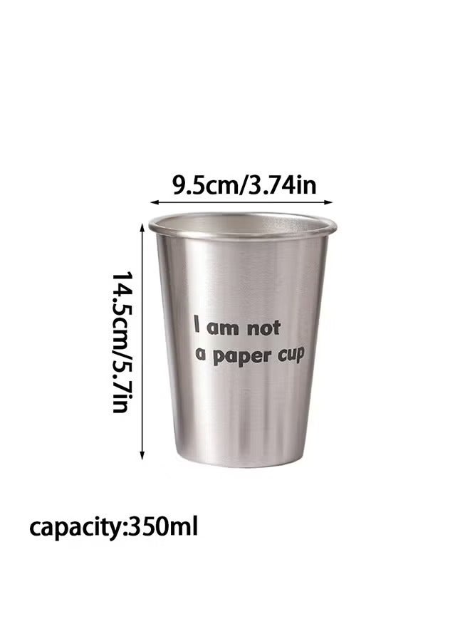 ح واحة كوب معدني من الفولاذ المقاوم للصدأ، كوب قهوة صغير للمشروبات الباردة 350 مل - Image 2