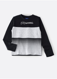 Knit f/slv t-shirt with print at front