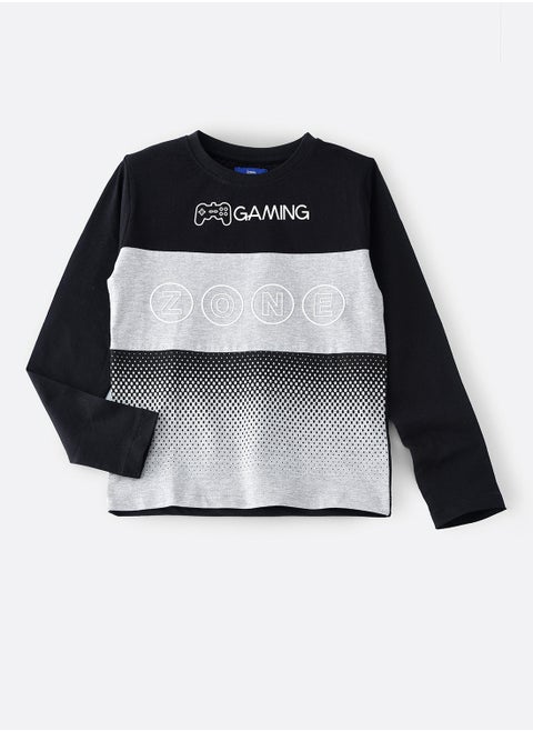 Knit f/slv t-shirt with print at front