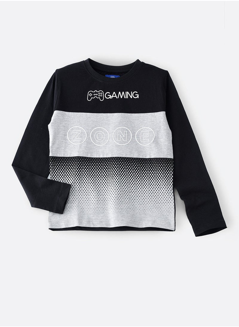 JAM - Knit f/slv t-shirt with print at front - Image 1