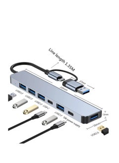 ماركة غير محددة 7 في 1 نوع C HUB USB  3.0 USB 2.0 TF/SD 5 Port متعدد الفاصل OTG لينوفو هواوي Xiaomi سبائك الألومنيوم USB 3.0 Hub للكمبيوتر الشخصي  - Image 1