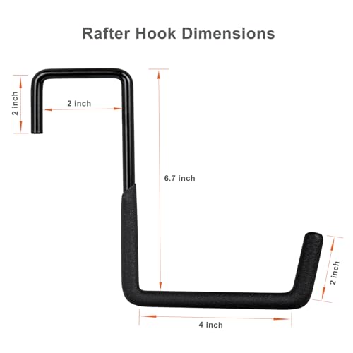 Gueryee Rafter Hanger Hook 2 Pcs Large S Hooks Upgraded Fence Hangers Ladder and Bike Hanging Hooks for Storage Heavy Duty Garage Utility Rafter Hook for Hanging Hose Plants Chairs and More - Image 3
