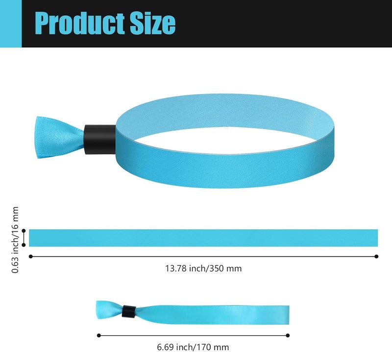 Comflora 100 Pcs Cloth Event Wristband, Disposable Wristbands for Events, Colored Wristbands Events,for Lightweight Concert,Club Entrance Wrist Strap Party Wristband Event (Color : Water Blue) - Image 2