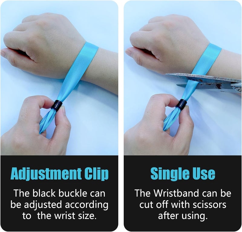 Comflora 100 Pcs Cloth Event Wristband, Disposable Wristbands for Events, Colored Wristbands Events,for Lightweight Concert,Club Entrance Wrist Strap Party Wristband Event (Color : Water Blue) - Image 4
