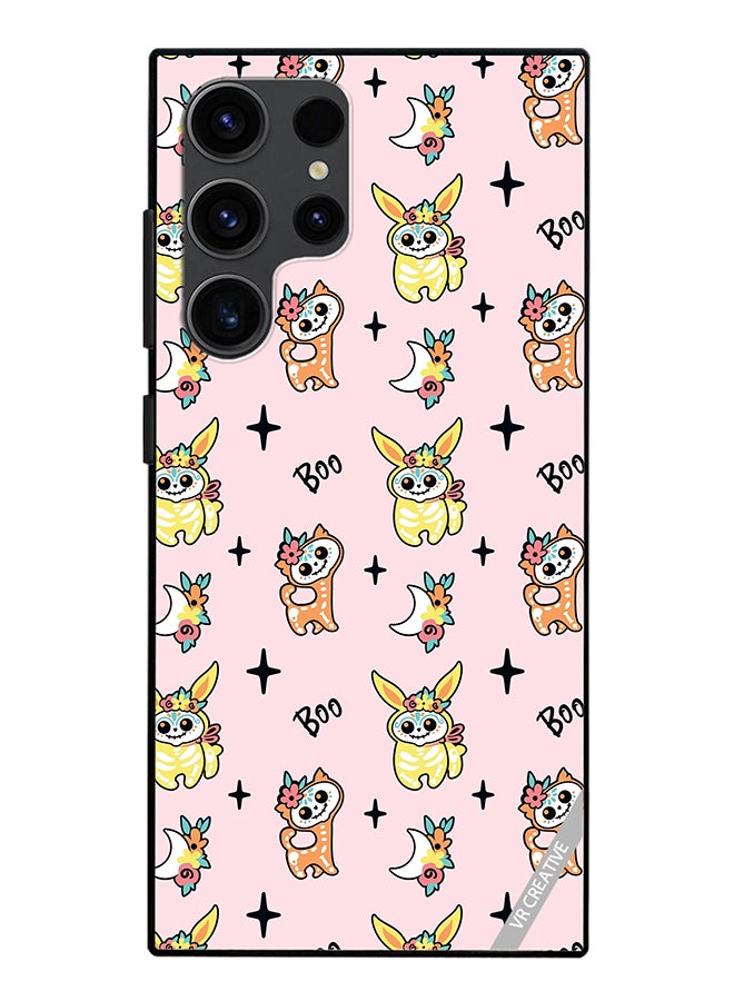 VR CREATIVE Protective Case Cover For Samsung Galaxy S24 Ultra Skeletons Of Cute Animals On Pink Design Multicolour - Image 1