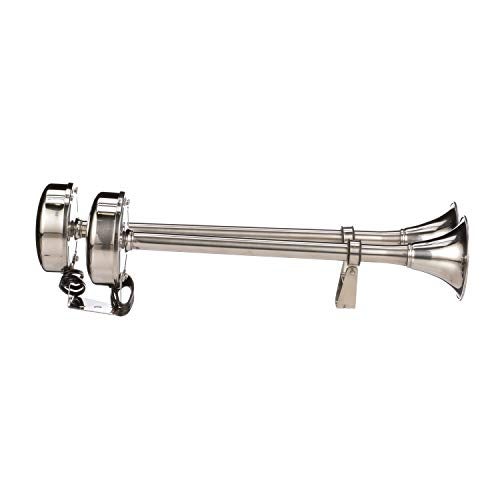 Seachoice Stainless Steel Dual Trumpet Horn, Vibration-Free Mounting Pad, 20-3/4 in. Long, 12V - Image 3